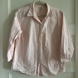 Pink L.L Bean pink and white striped button down